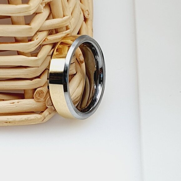 "Gold Center Silver Tungsten Wedding Ring, GALTUN167 - Picture 4 of 4